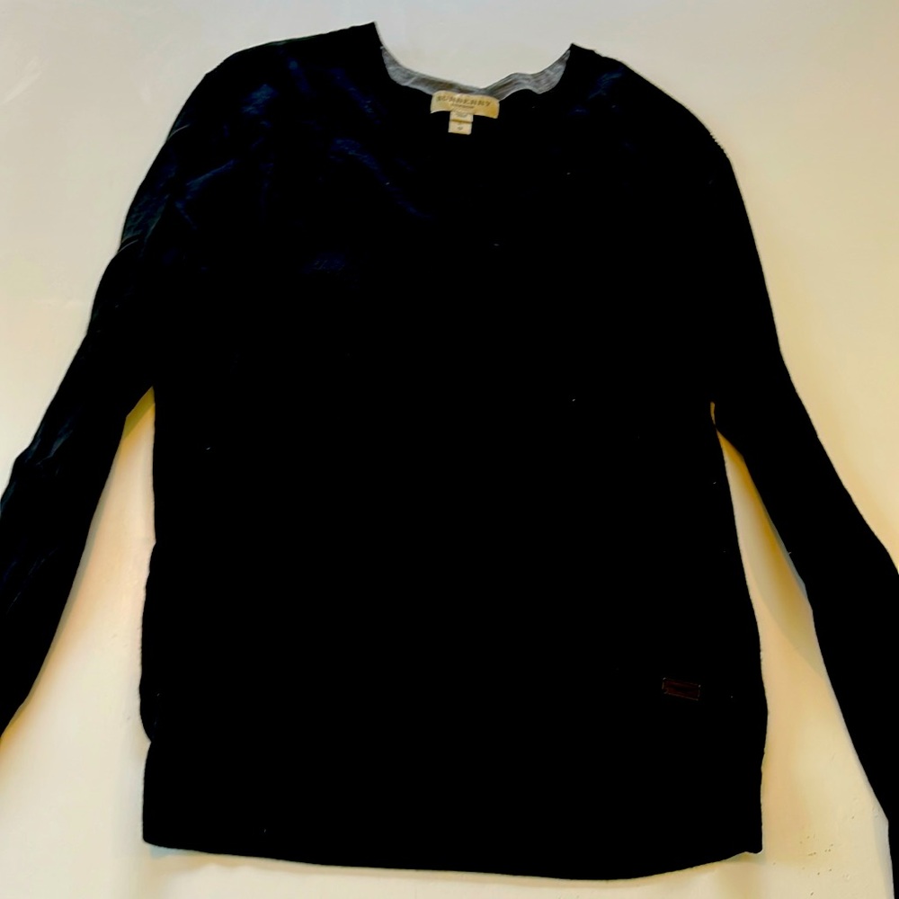 Burberry Men’s Black Merino Wool V-Neck Sweater